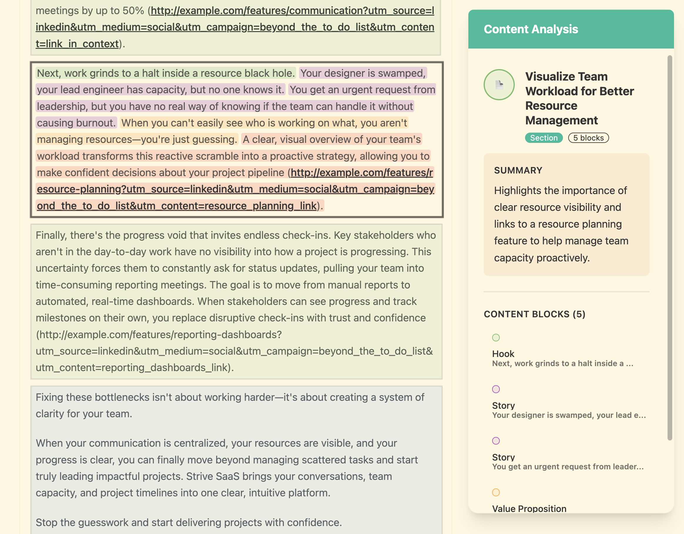 Content insights highlight screenshot