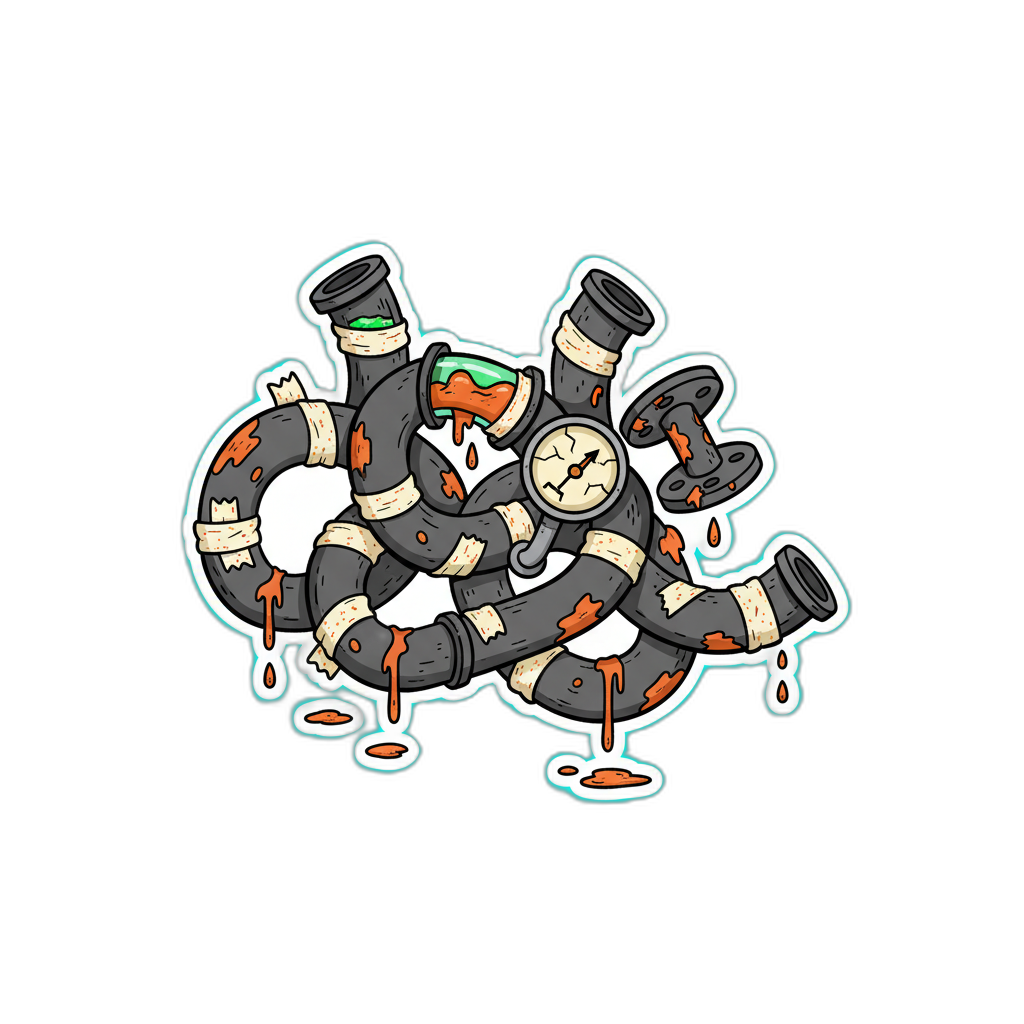 Infrastructure schematic with tangled pipes